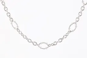 18" Judith Ripka 925 Silver Fleur De Lis Oval Link Chain Necklace (39.44g.)