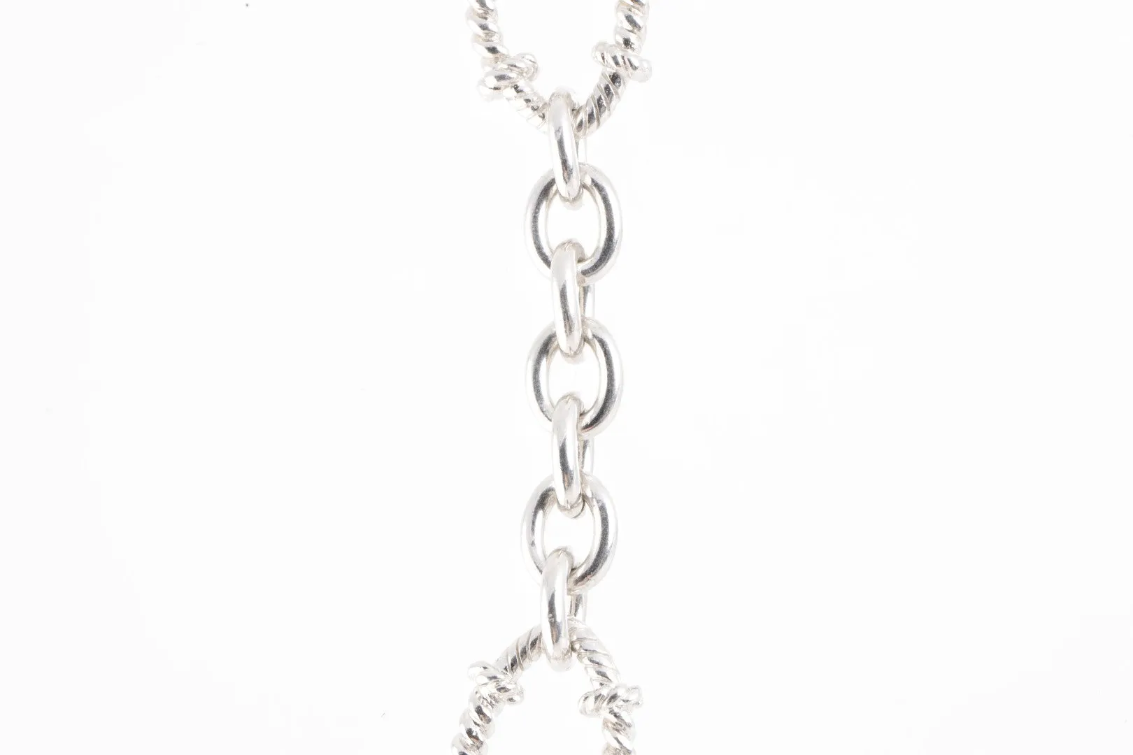 18" Judith Ripka 925 Silver Fleur De Lis Oval Link Chain Necklace (39.44g.)