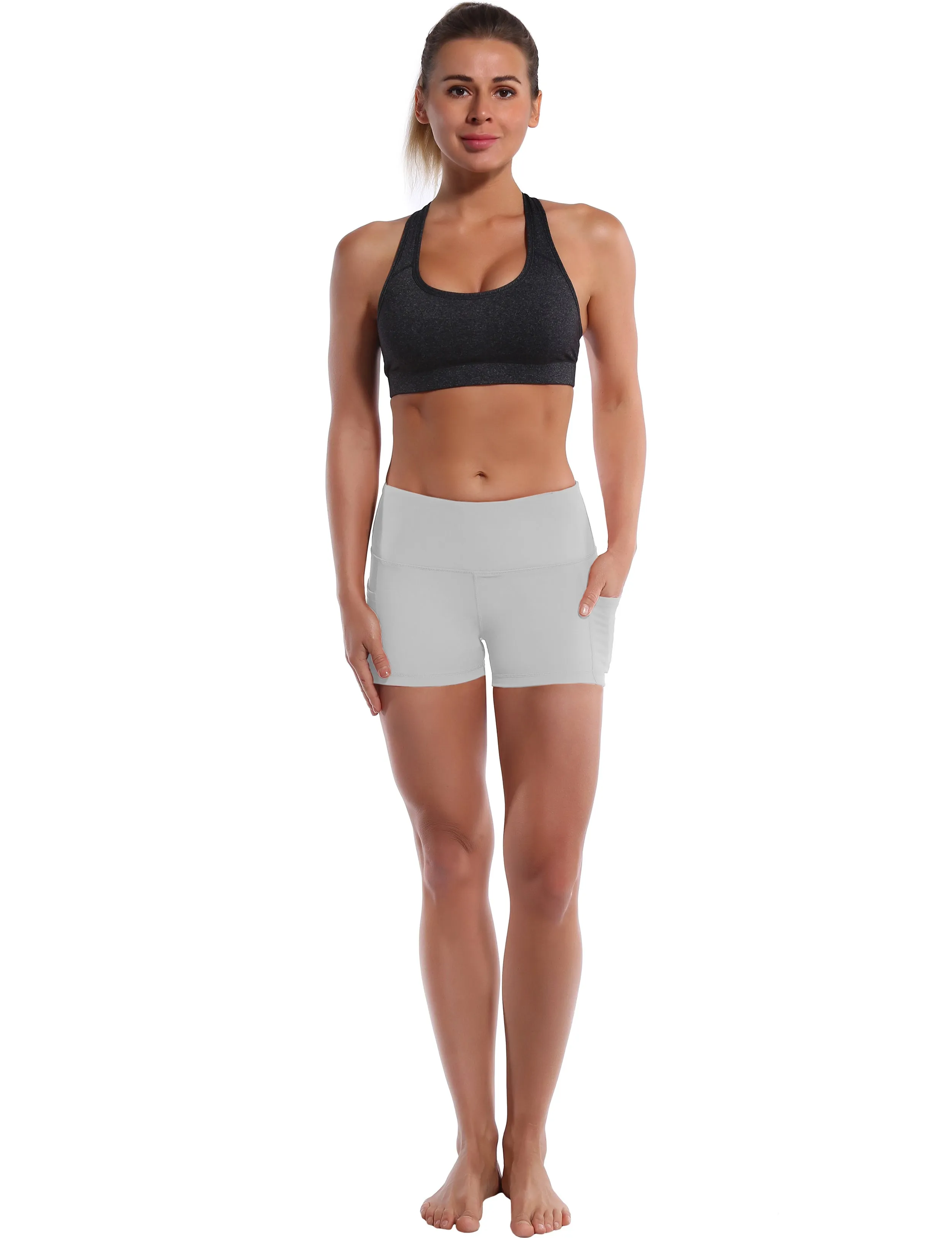 2.5" Side Pockets Yoga Shorts lightgray