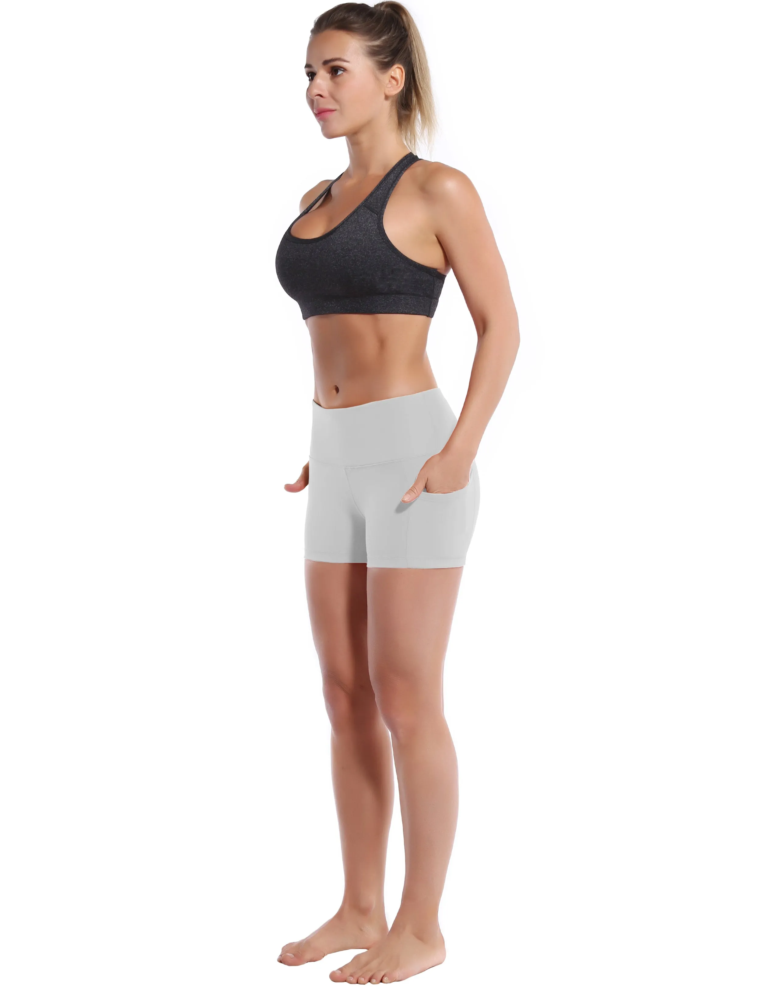 2.5" Side Pockets Yoga Shorts lightgray