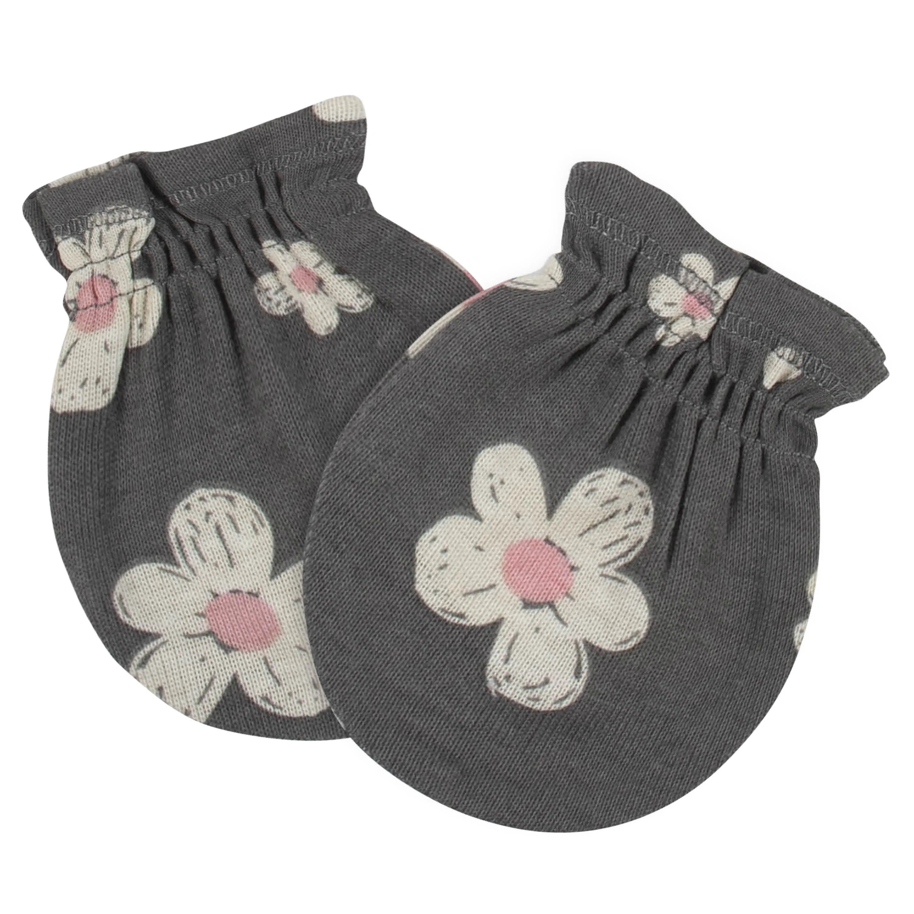 4-Pack Baby Girls Leopard No Scratch Mittens