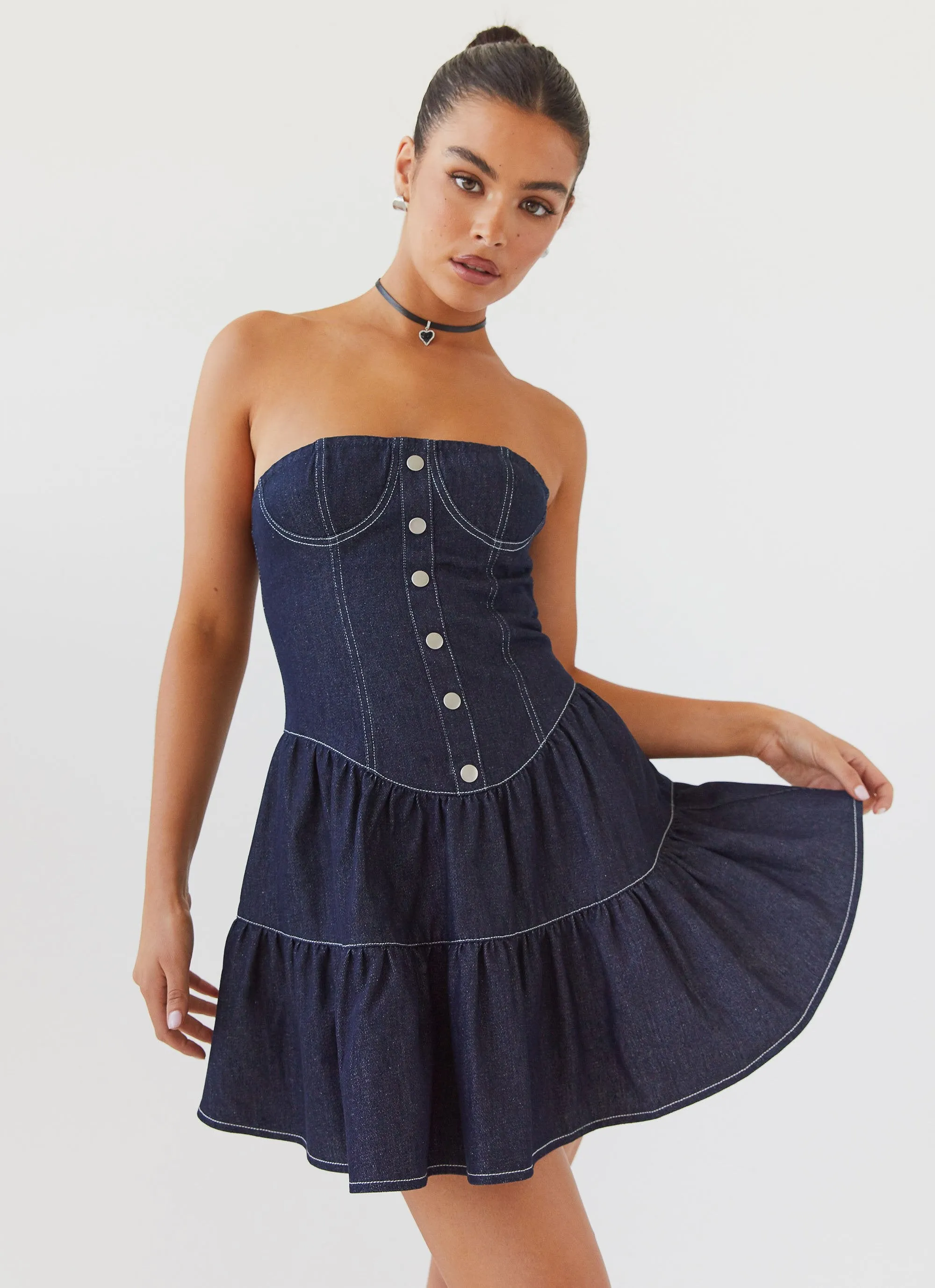 Adriana Denim Bustier Dress - Indigo