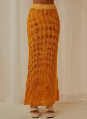 Aloha Shores Crochet Maxi Skirt - Mango