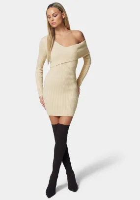 Asymmetrical Off Shoulder Sweater Dress