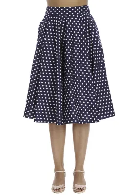 Banned Dot Days 50's Swing Skirt Navy