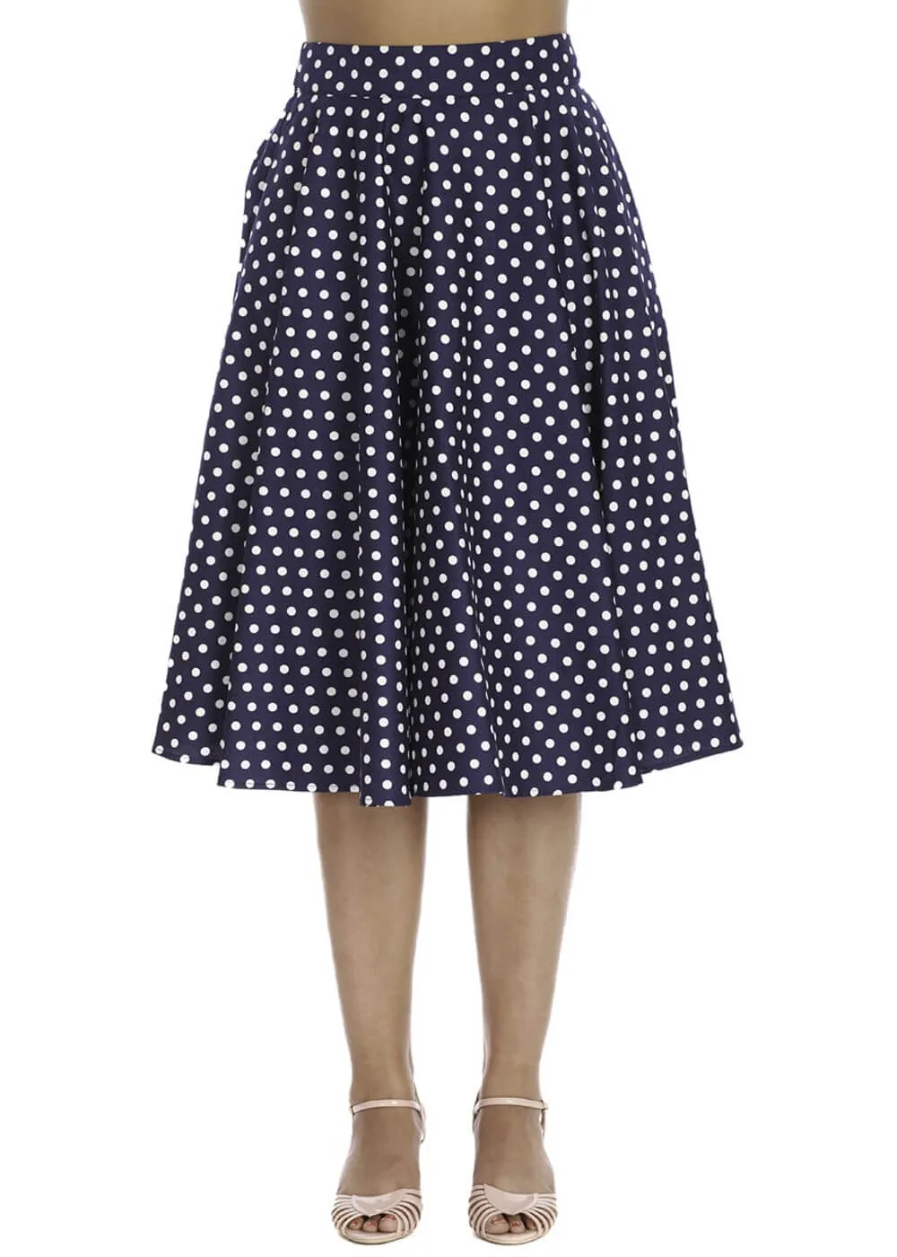 Banned Dot Days 50's Swing Skirt Navy