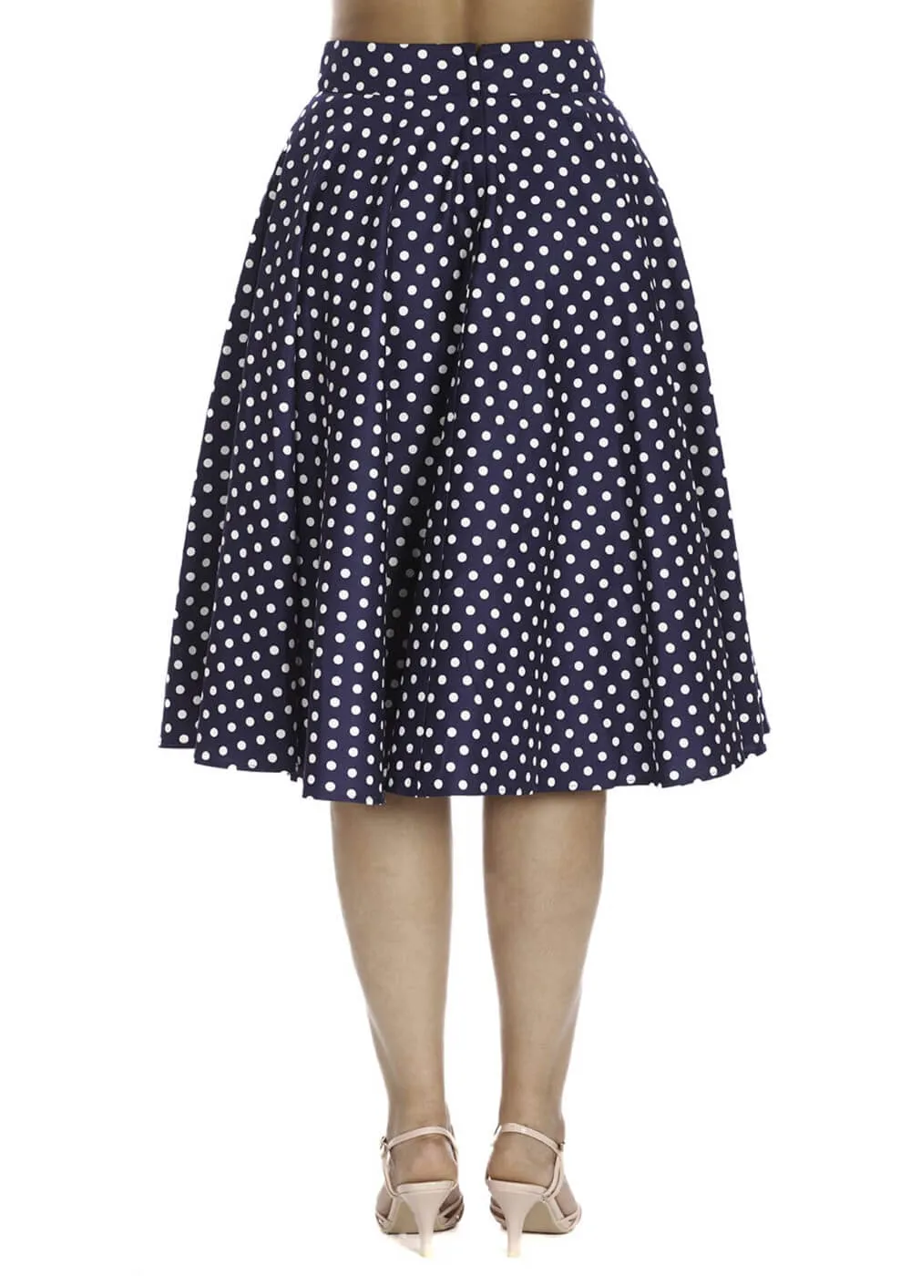 Banned Dot Days 50's Swing Skirt Navy