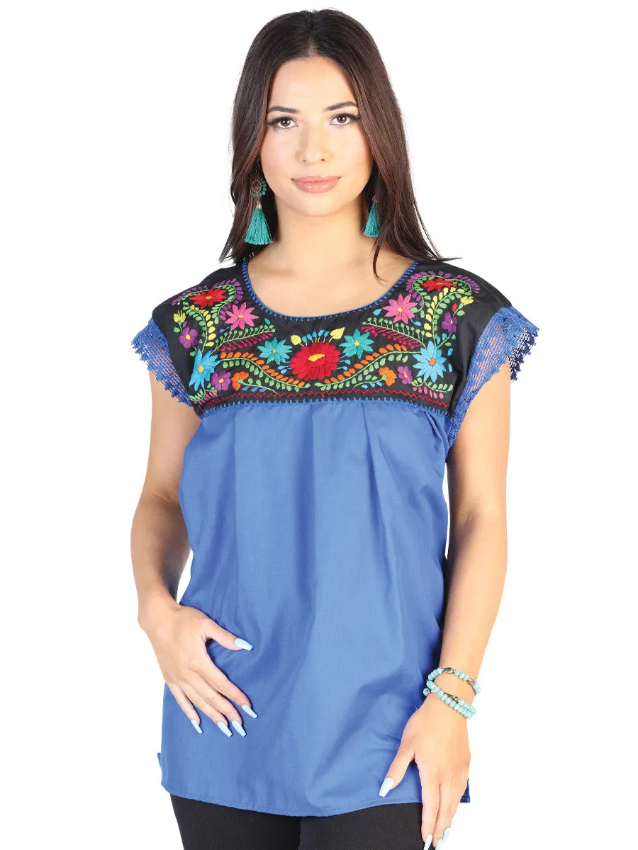 Blusa Artesanal Eden Bordada de Flores para Mujer