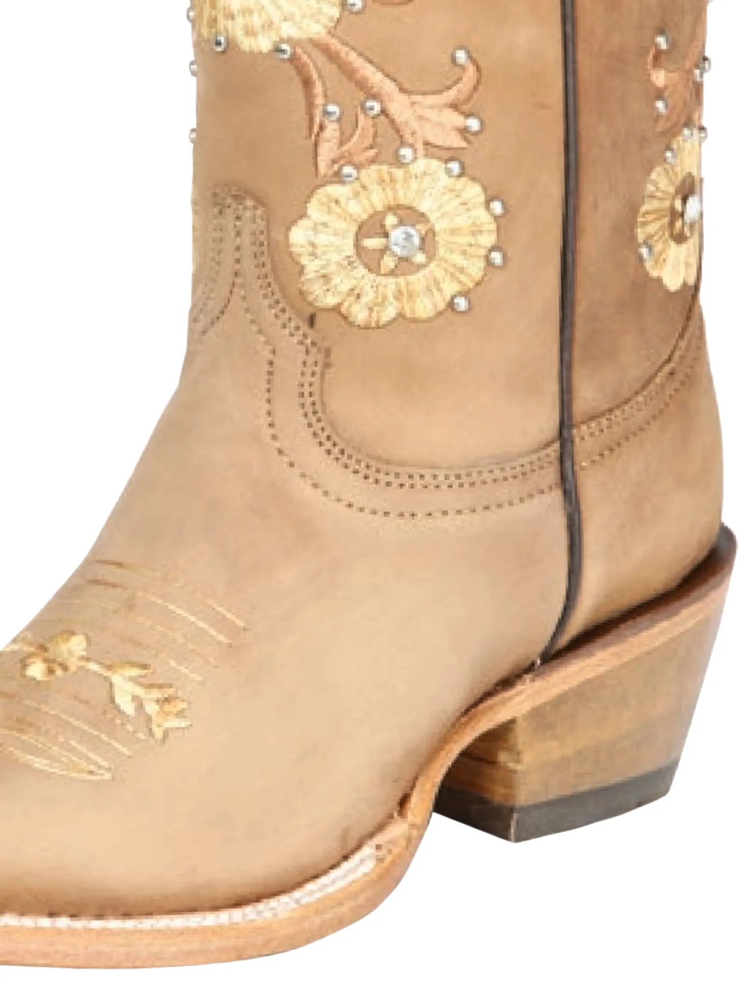 Botas Vaqueras Rodeo con Tubo Bordado de Flores de Piel Genuina para Mujer 'Jar Boots' - ID: 126450