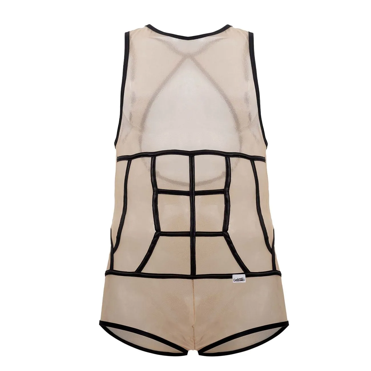 CandyMan 99683X Tulle Bodysuit Color Beige