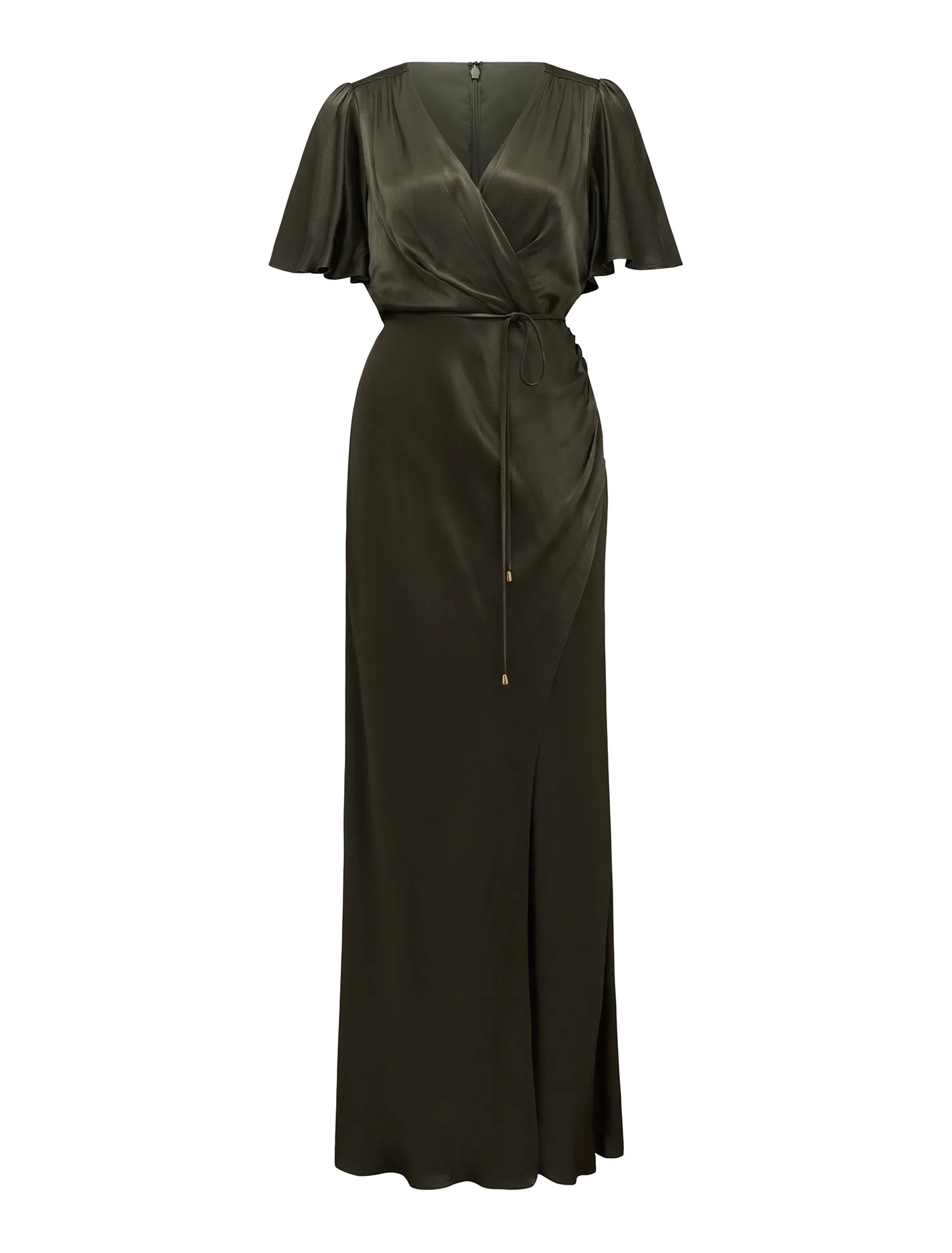 Chelsea Flutter Sleeve Satin Maxi Dress