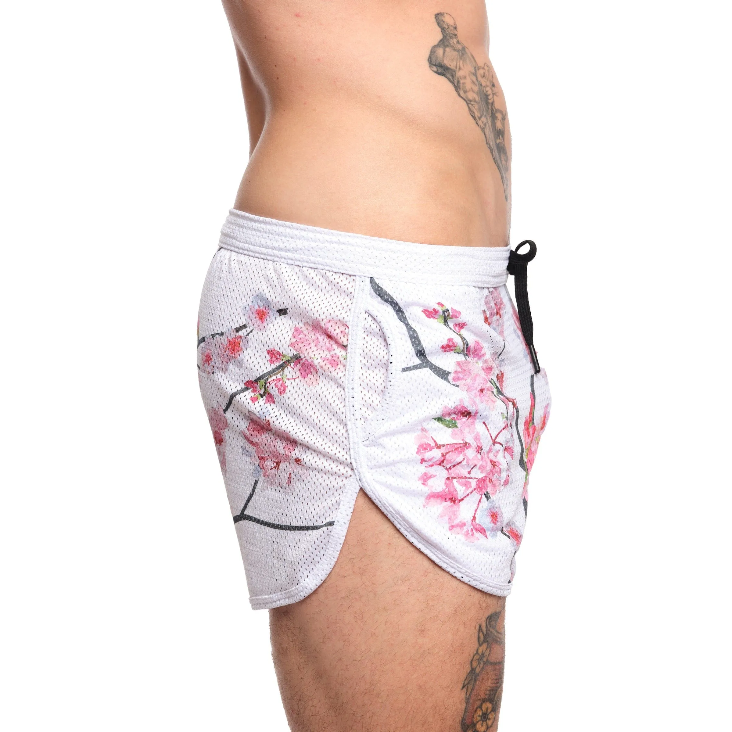 Cherry Blossom Mesh Short White