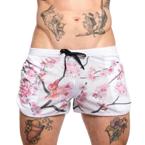 Cherry Blossom Mesh Short White