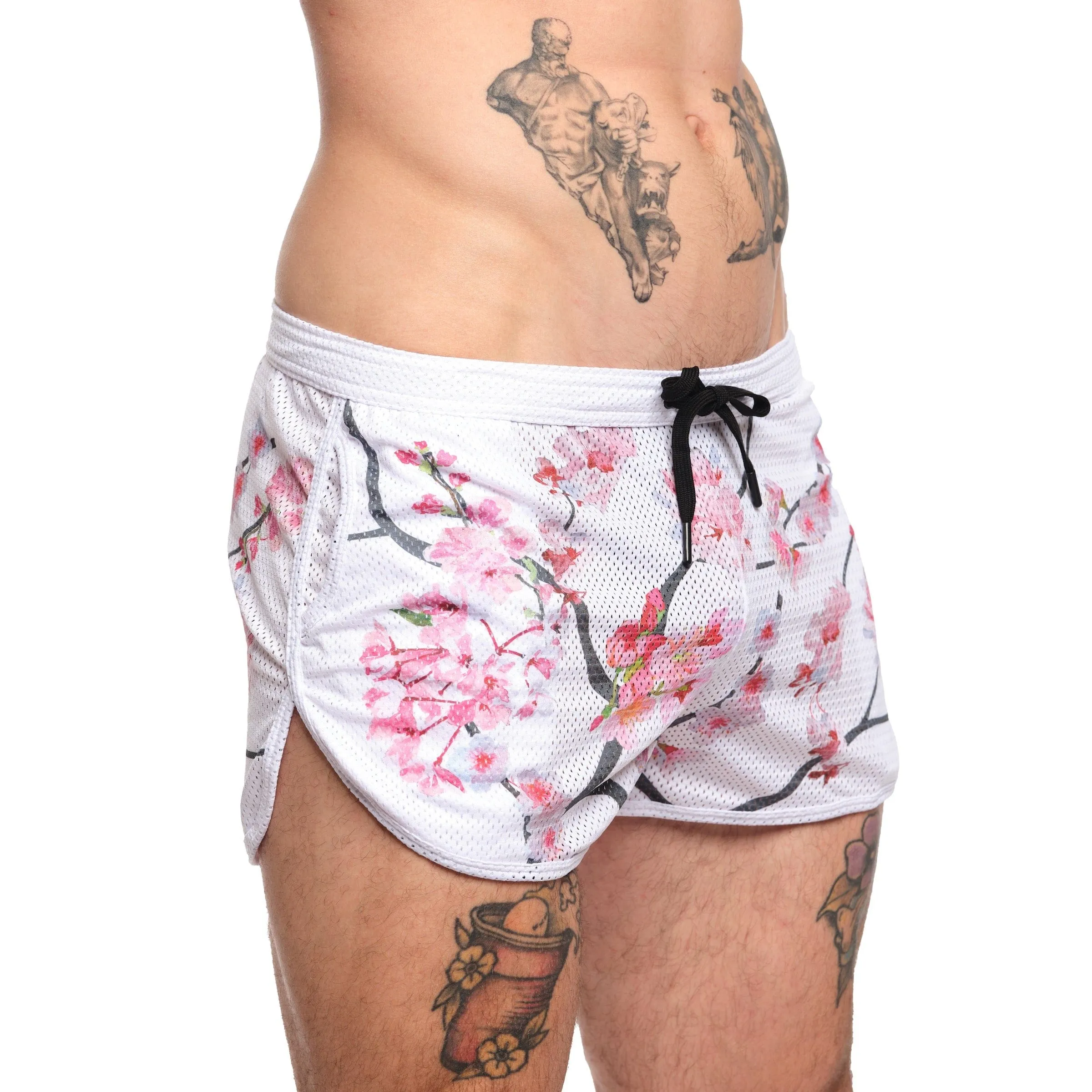 Cherry Blossom Mesh Short White