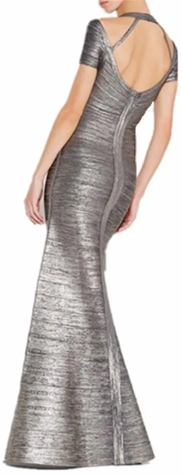 'Colette' Woodgrain Foil Print Gown