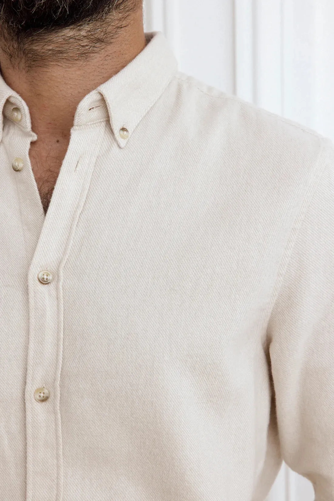 Cuisse de Grenouille Cream Massimo Brushed Twill Shirt