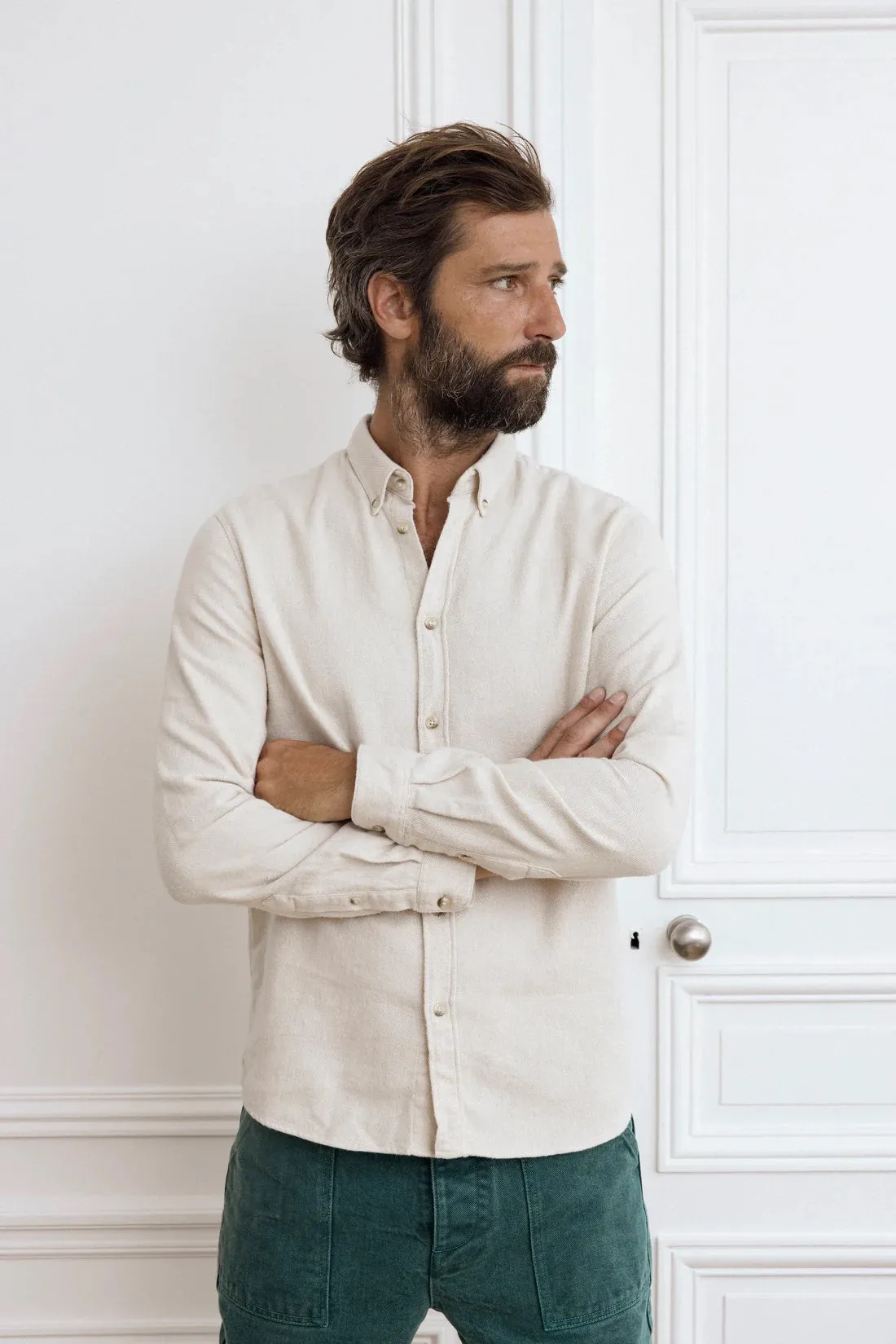 Cuisse de Grenouille Cream Massimo Brushed Twill Shirt