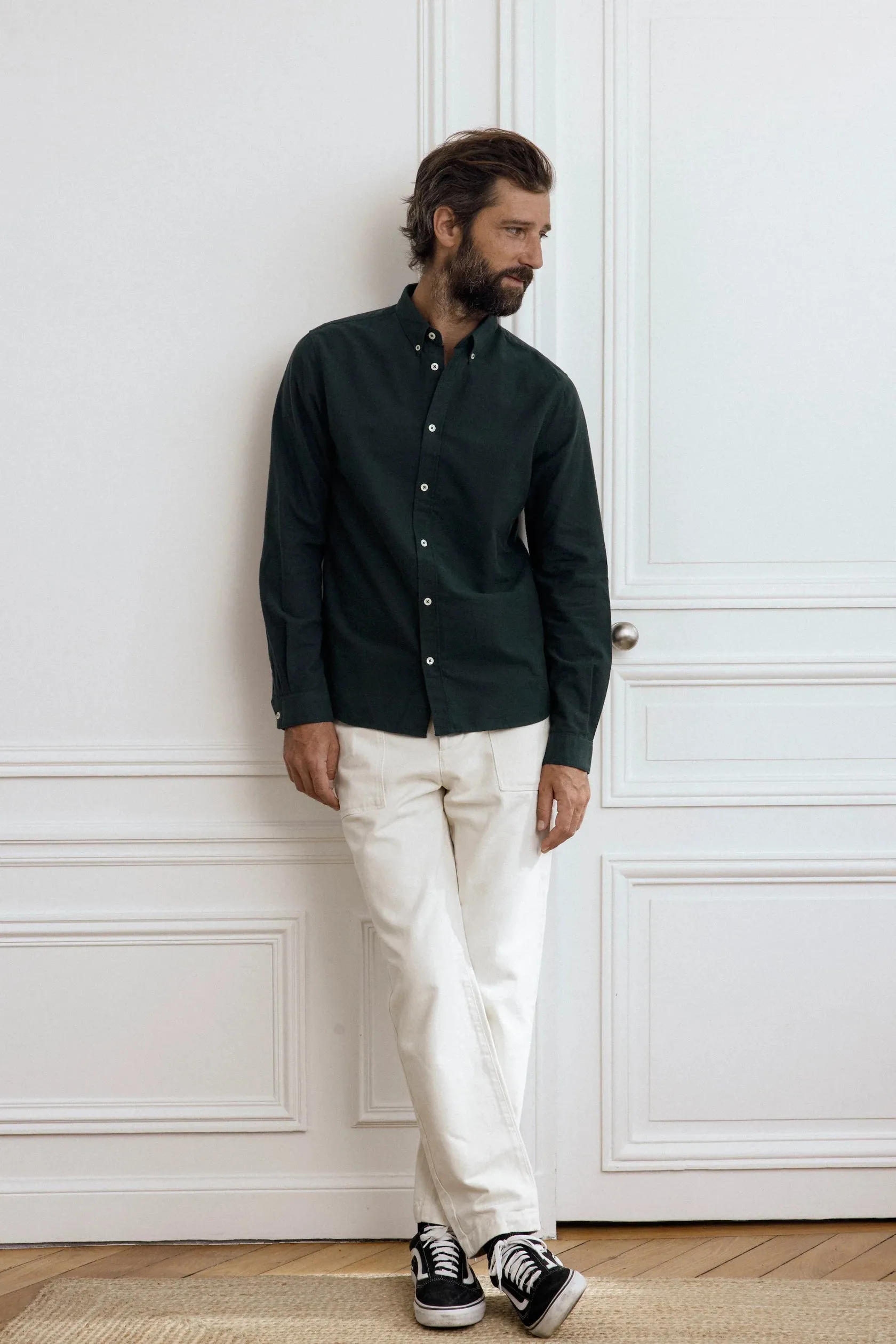 Cuisse de Grenouille Dark Green Brushed Oxford Shirt