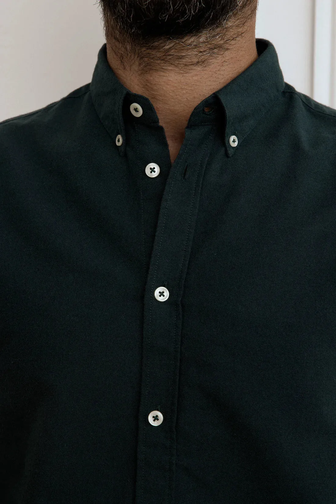 Cuisse de Grenouille Dark Green Brushed Oxford Shirt