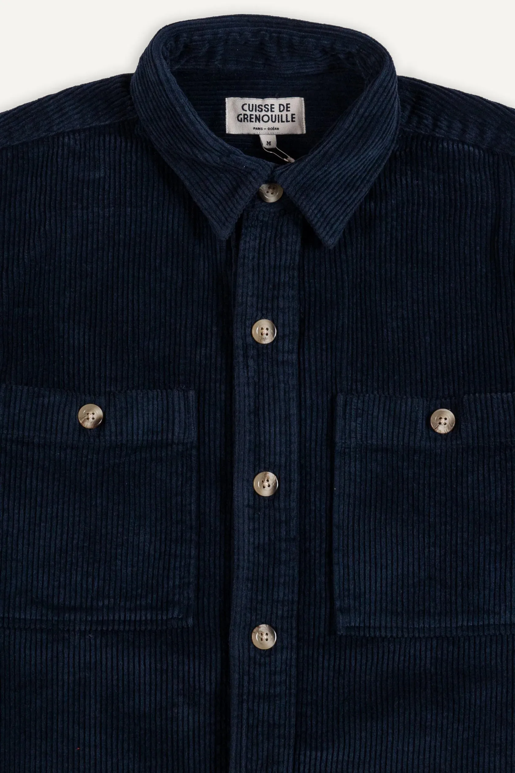 Cuisse de Grenouille Dark Navy Blue Velvet Corduroy Paris Shirt