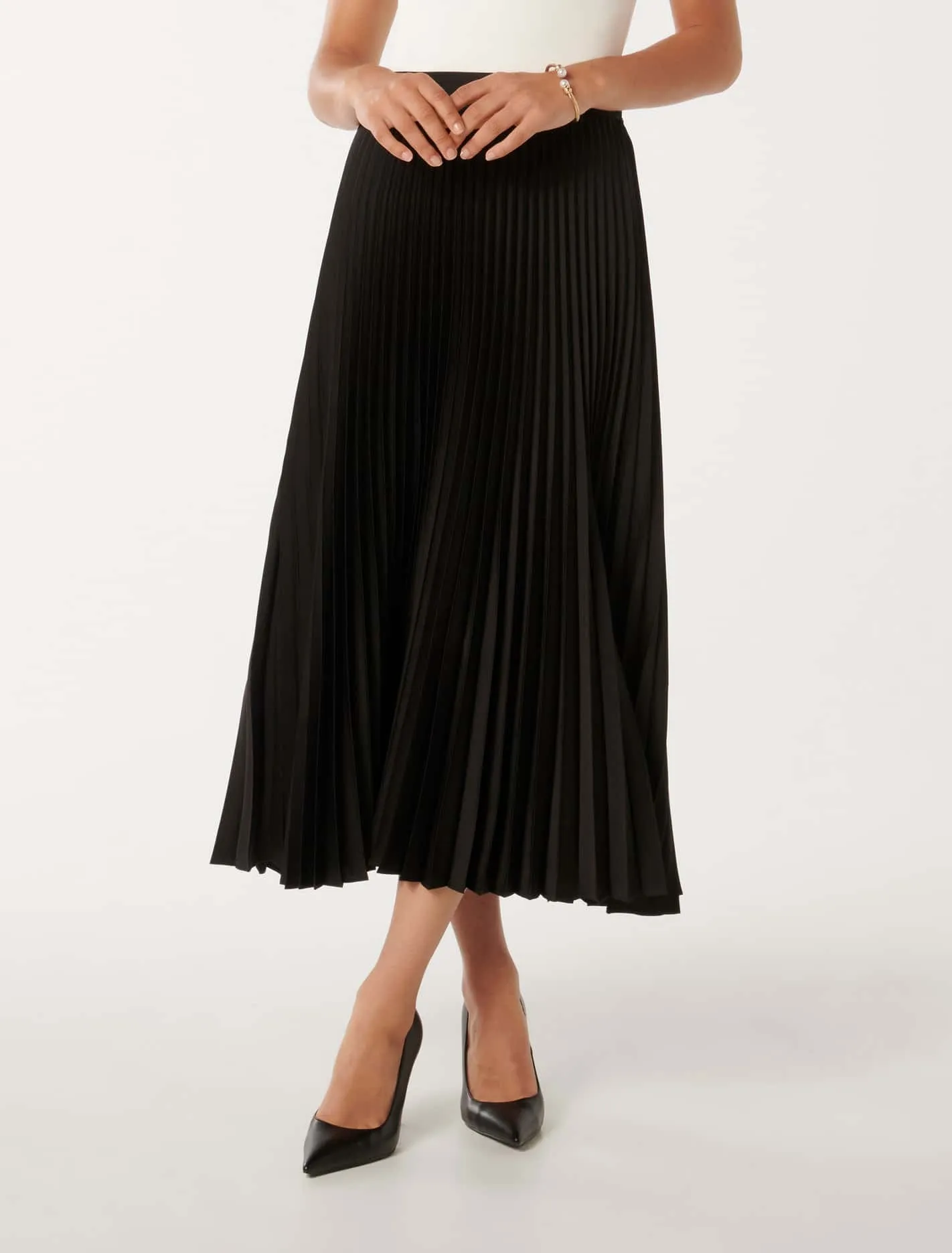 Estelle Satin Pleated Maxi Skirt