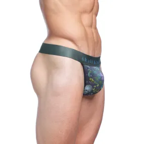 Hand-Painted Dutch Floral Thong Green