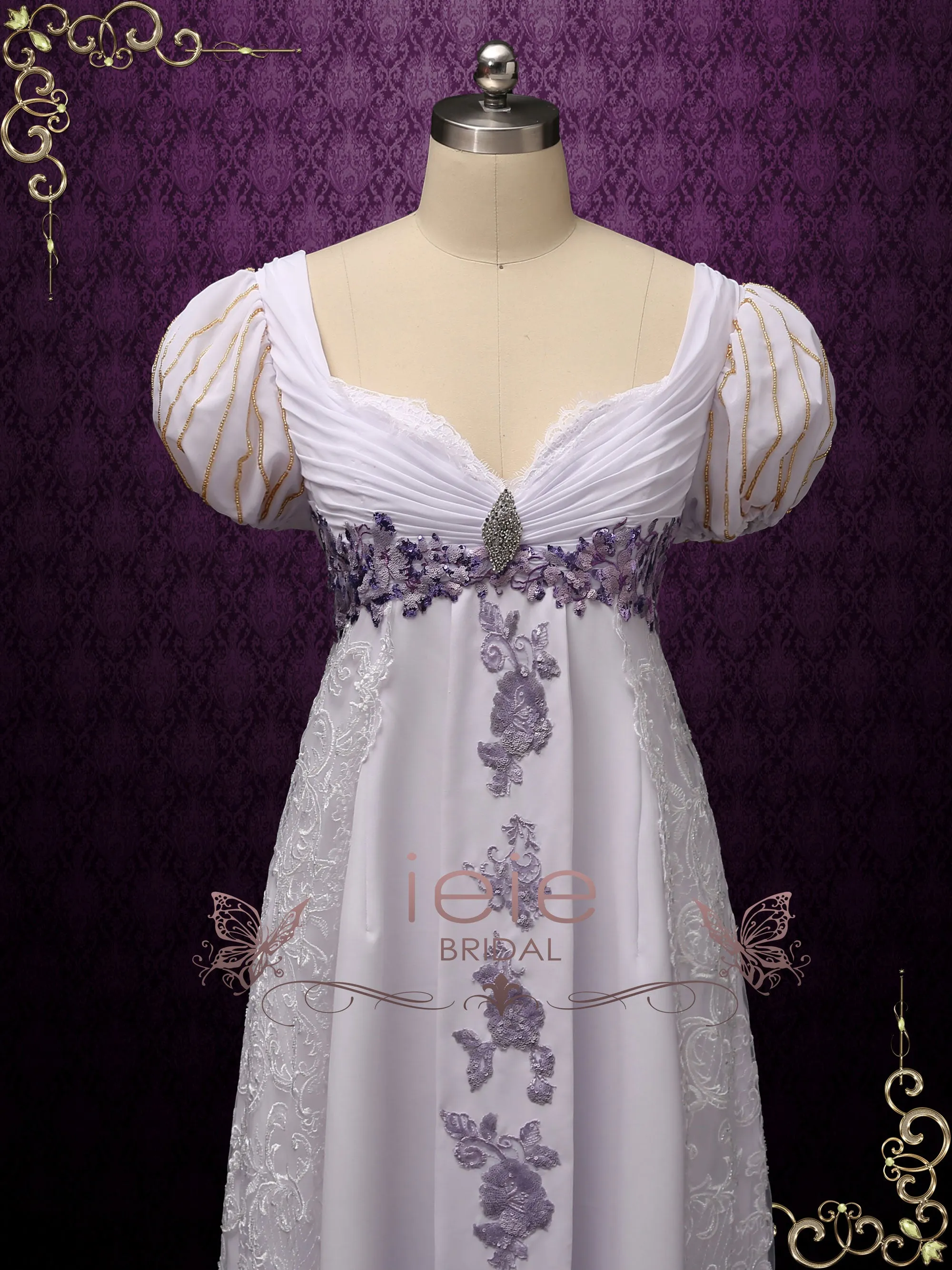 Haunted Mansion Inspired Wedding Dress with Princess Puff Sleeves ANGI