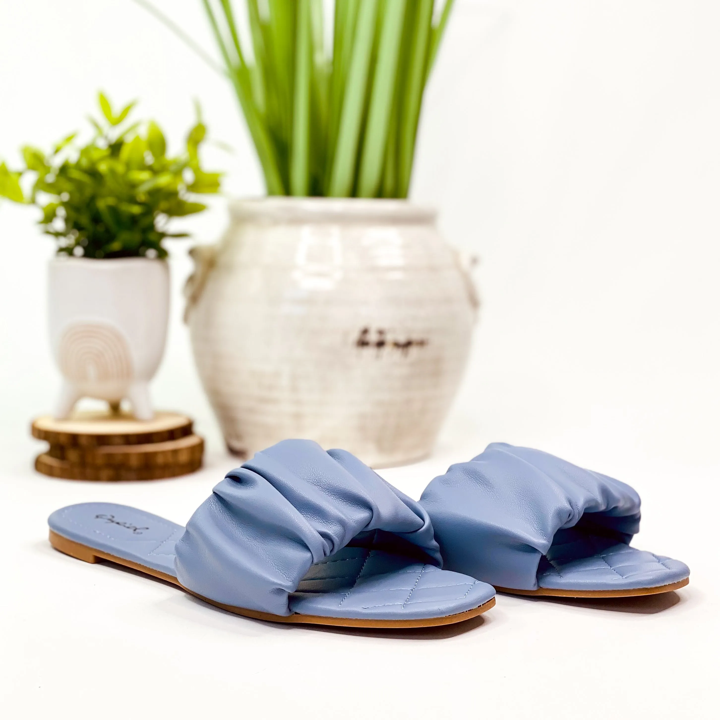 Hazy Rouched Sandal in Ash Blue