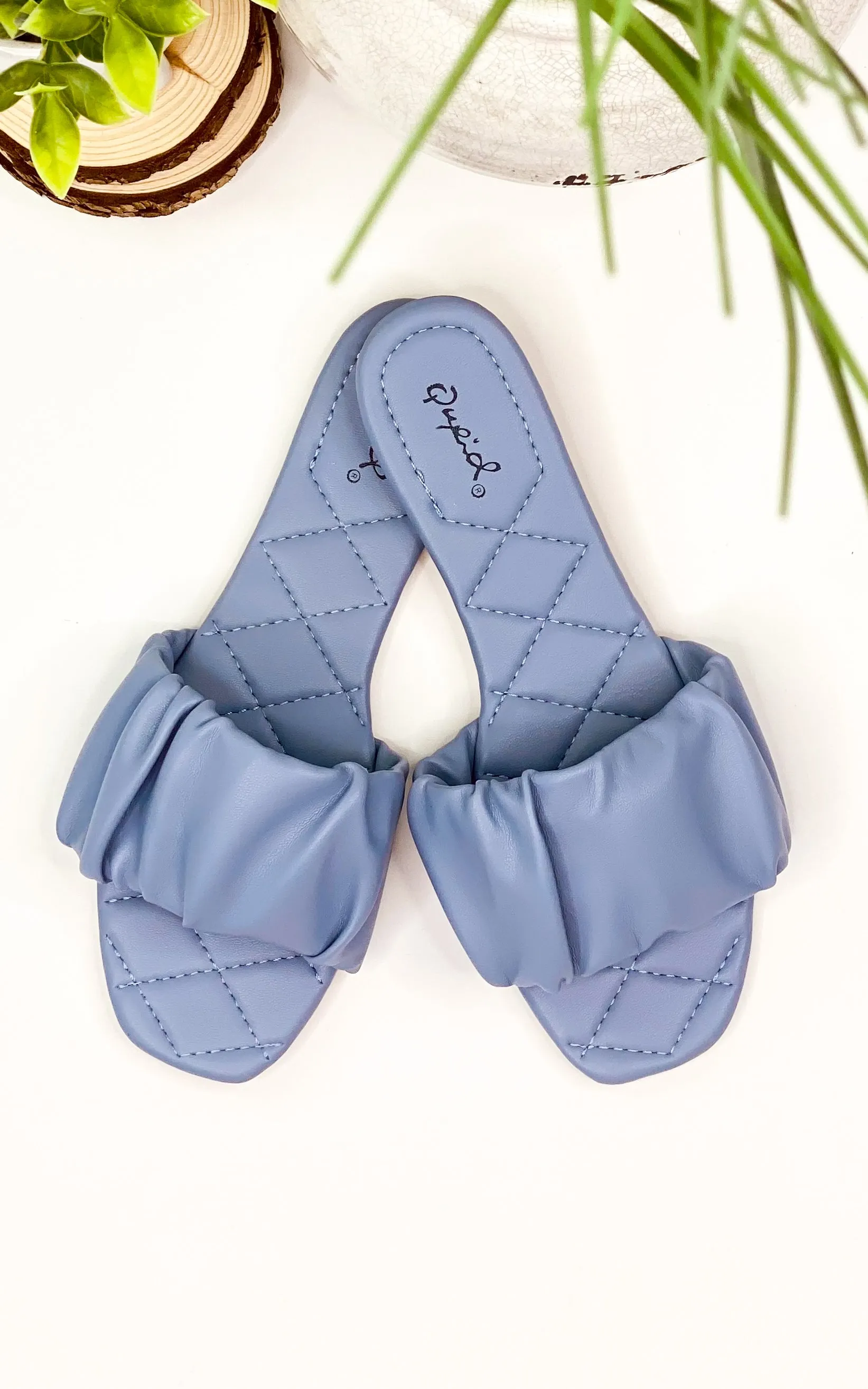 Hazy Rouched Sandal in Ash Blue