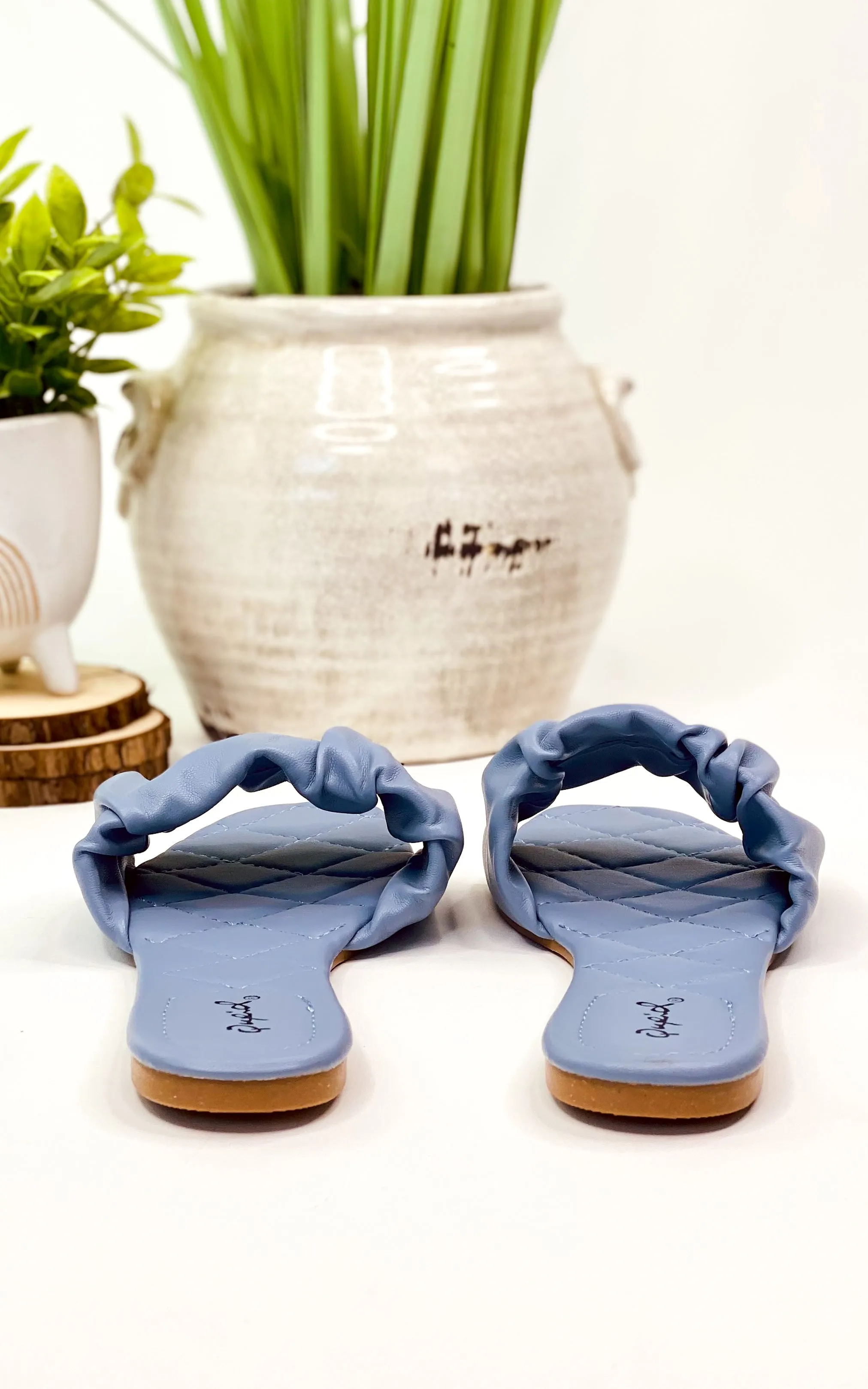 Hazy Rouched Sandal in Ash Blue