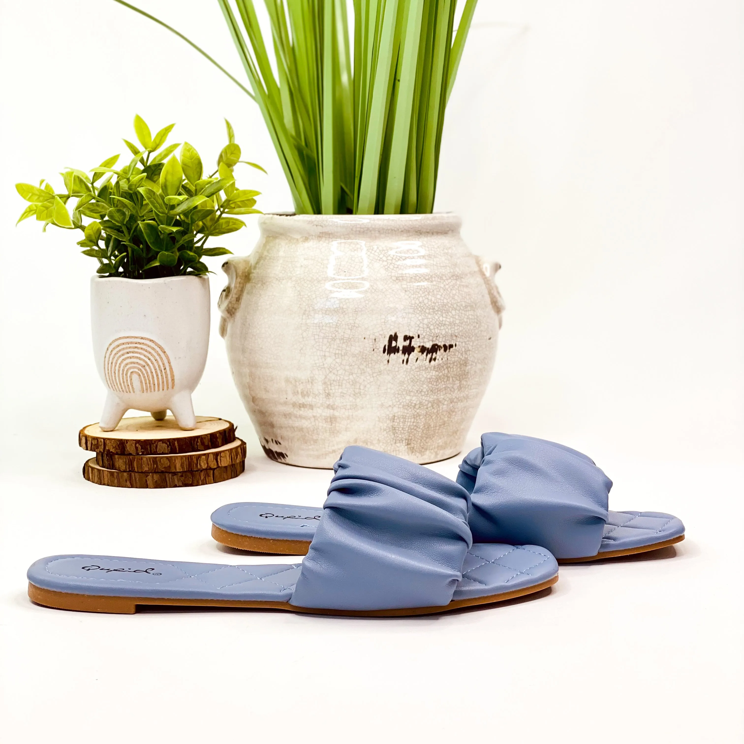 Hazy Rouched Sandal in Ash Blue