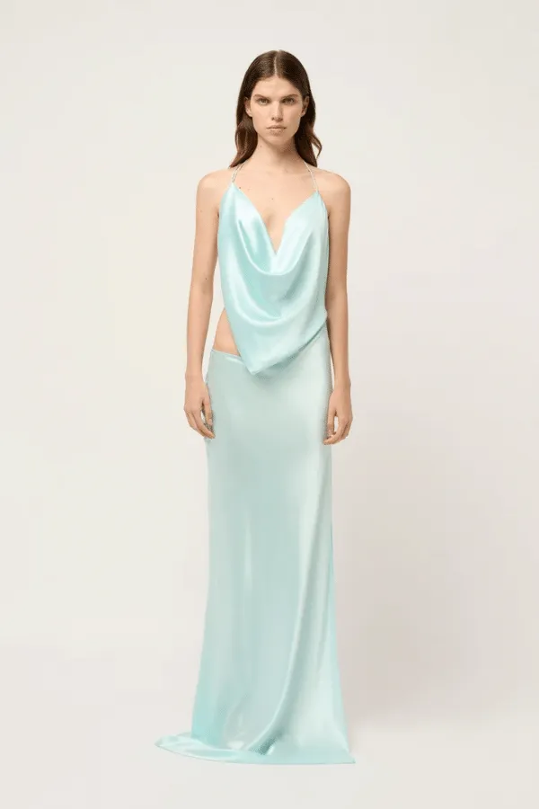 Iced Bias Maxi Dress Blue