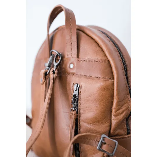 La Petite Leather Ladies Backpack Warm Tan