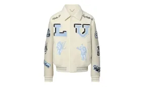 Louis Vuitton multi-patches mixed leather blouson milky white