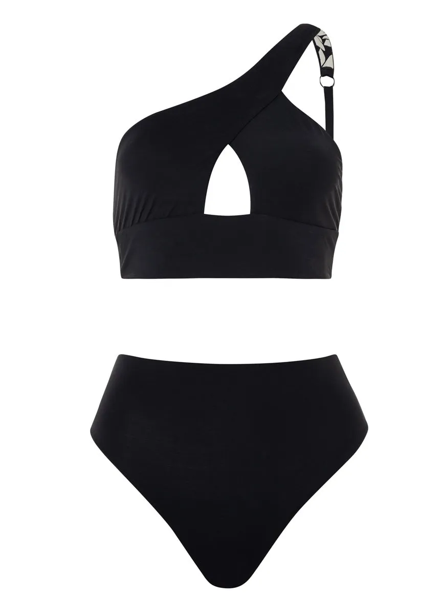 Maaji Ink Black Sully High Rise/High Leg Bikini Bottom