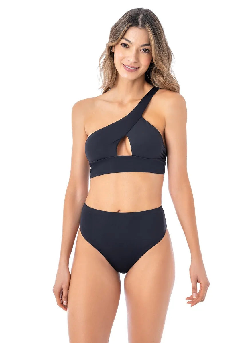 Maaji Ink Black Sully High Rise/High Leg Bikini Bottom