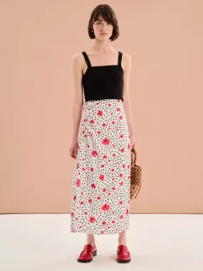 Madelyn Midi Skirt in Mono Poppy Print