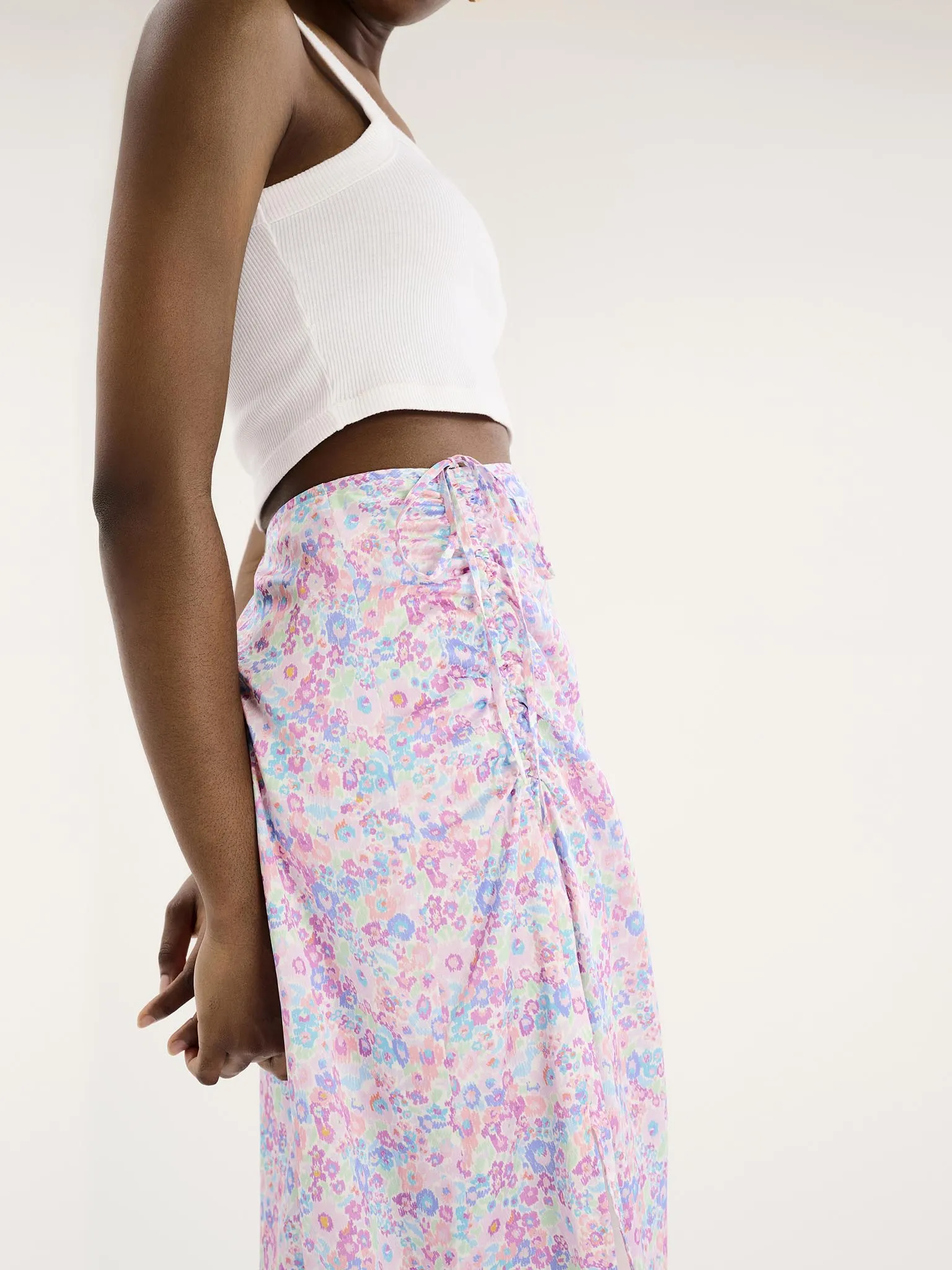 Madelyn Midi Skirt in Sketch Floral Print