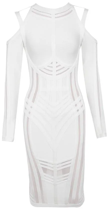 'Madrina' White Bandage Cold Shoulder Dress