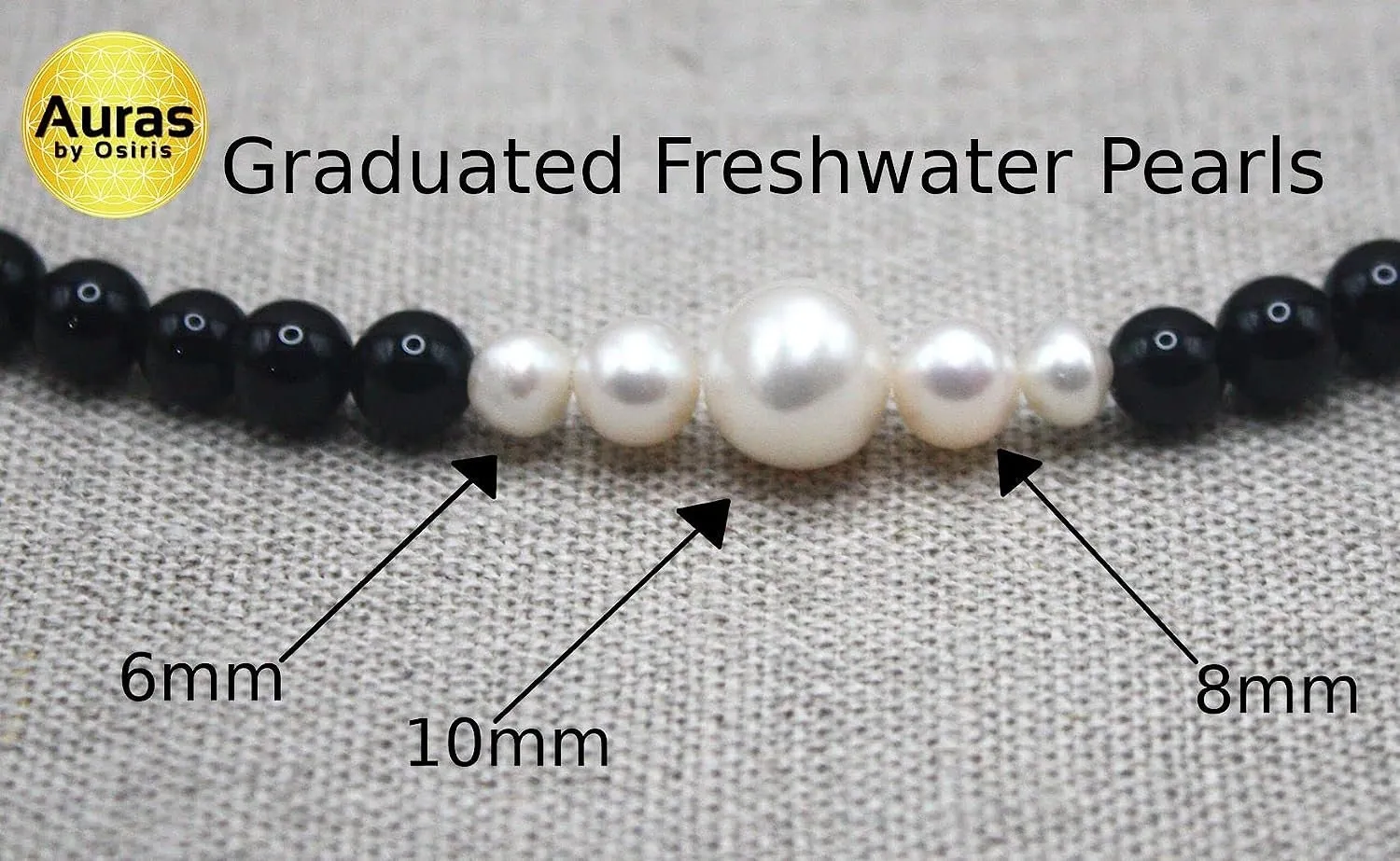 Onyx and Pearl Necklace for Men/Women Genuine Freshwater Pearl Jewelry with easy lock magnet clasp