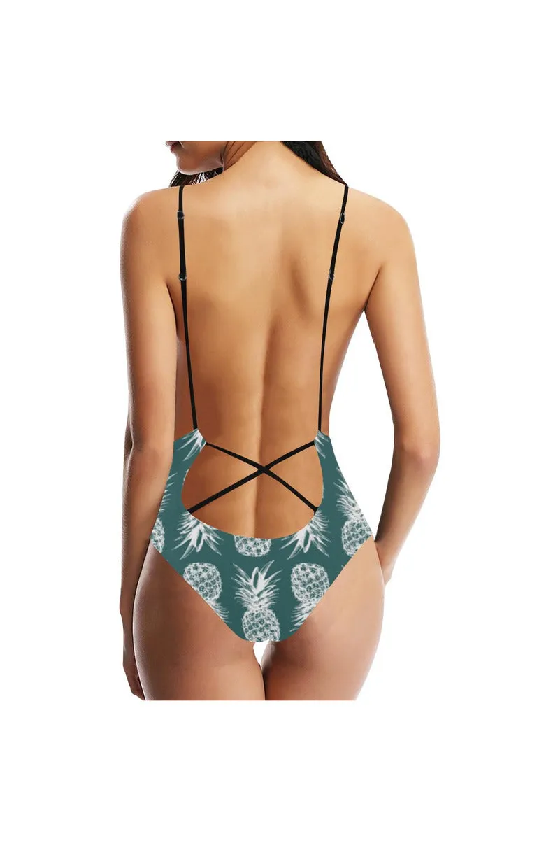 Pineapple Pleasure Sexy Lacing Backless One-Piece Swimsuit