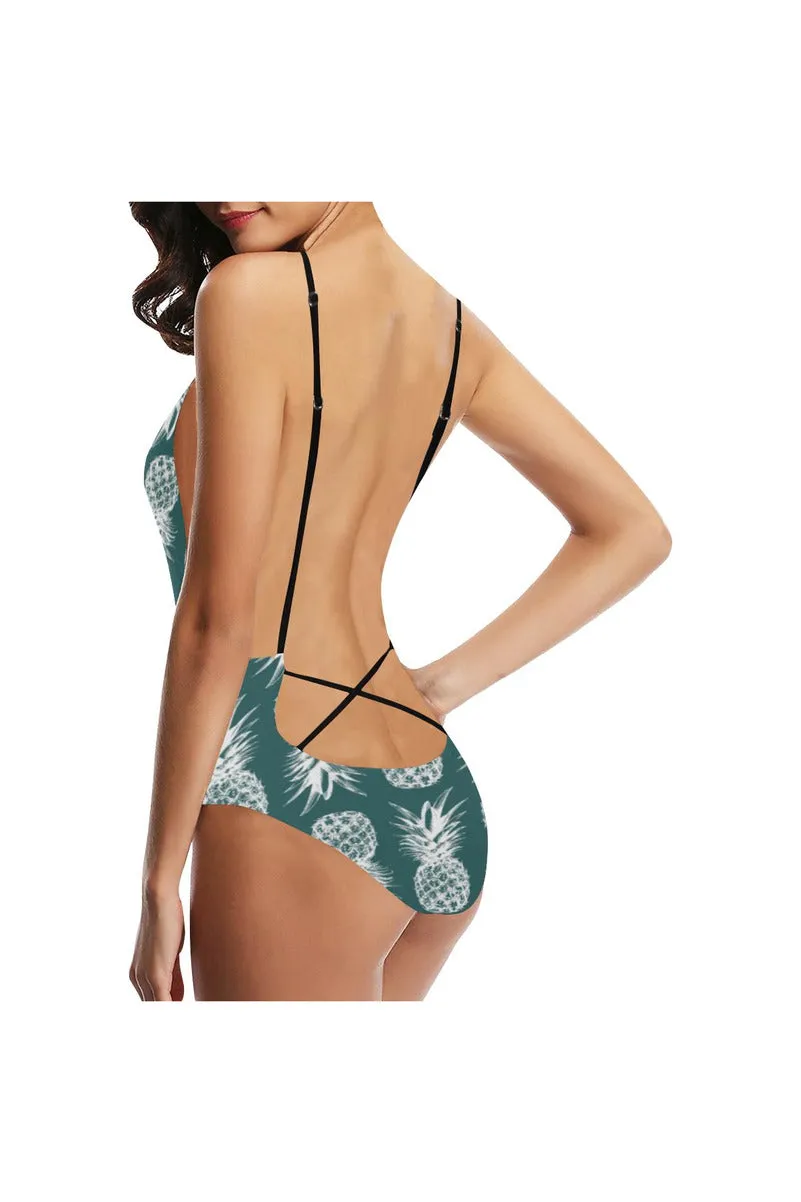 Pineapple Pleasure Sexy Lacing Backless One-Piece Swimsuit