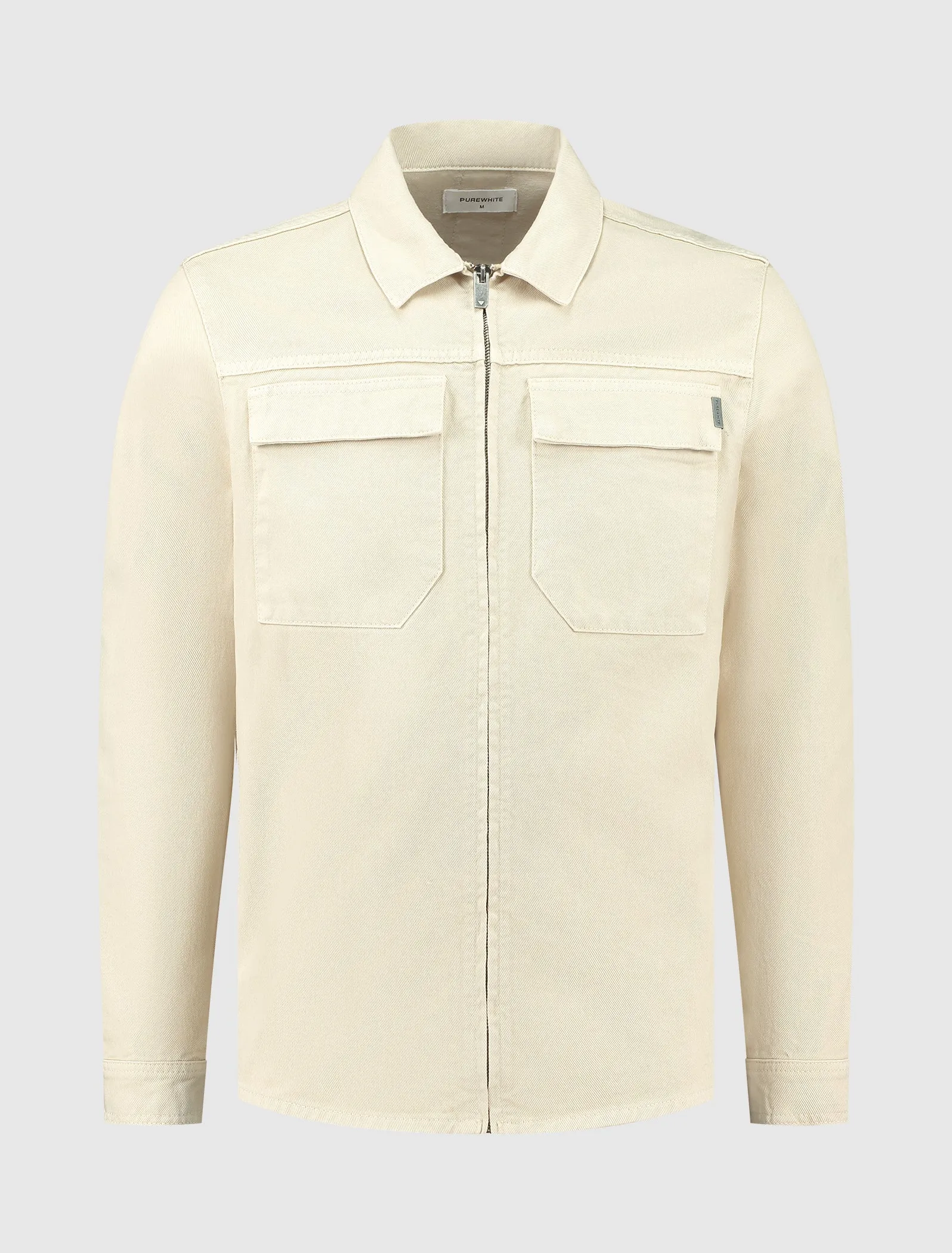 Purewhite Heavy Twill Zip Up Shirt Ecru