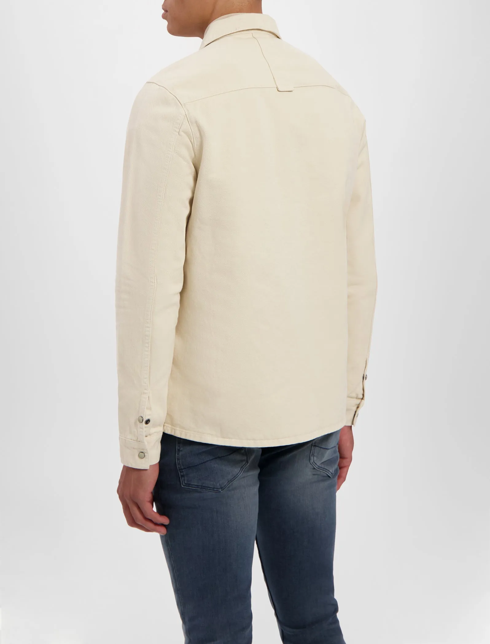 Purewhite Heavy Twill Zip Up Shirt Ecru