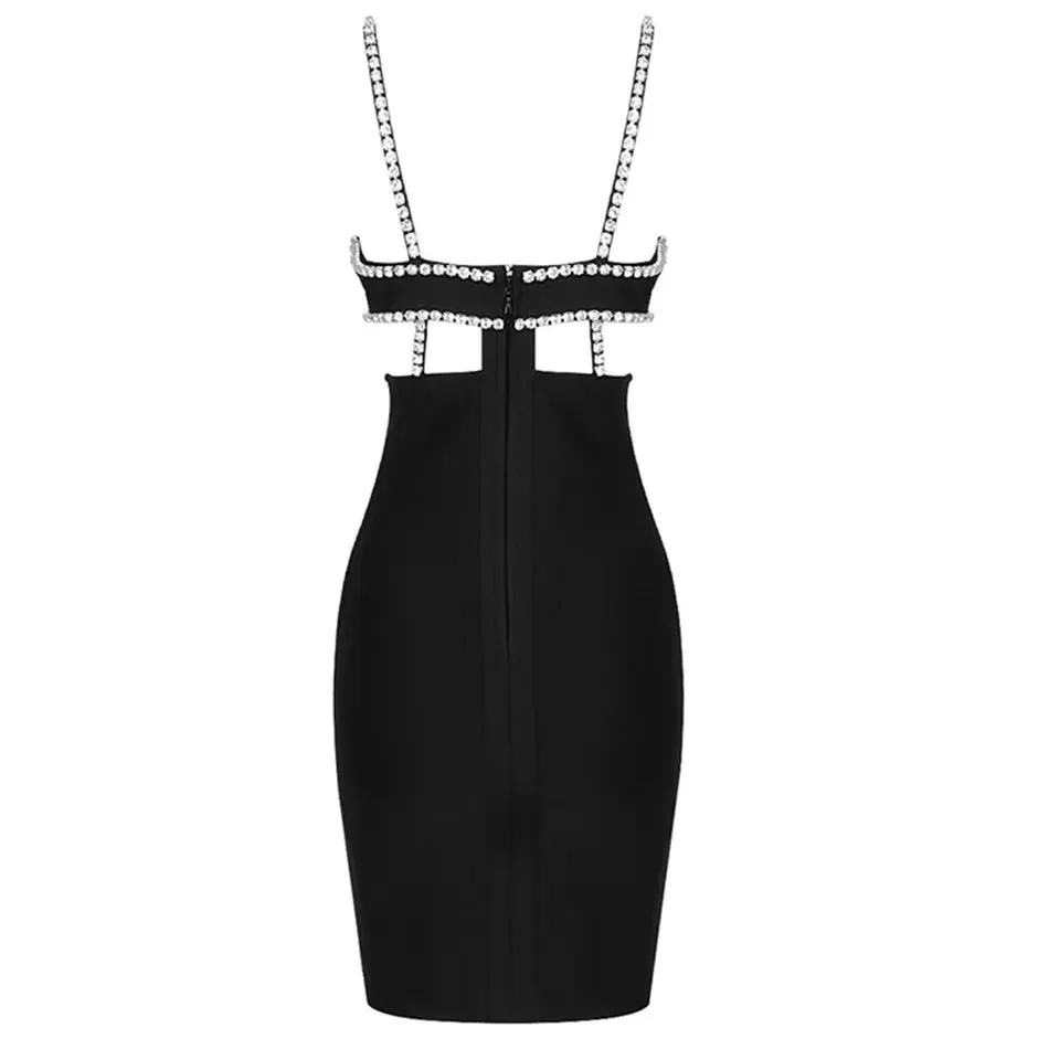 Rochie 'Sparkle Up' - Rochie neagra, cu efect modelator si detalii din pietre