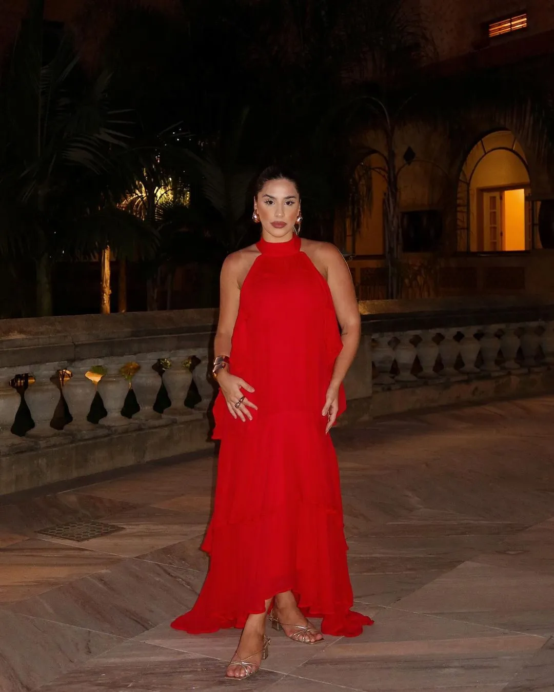 VESTIDO LCECCI VERMELHO JAMILE BABADOS