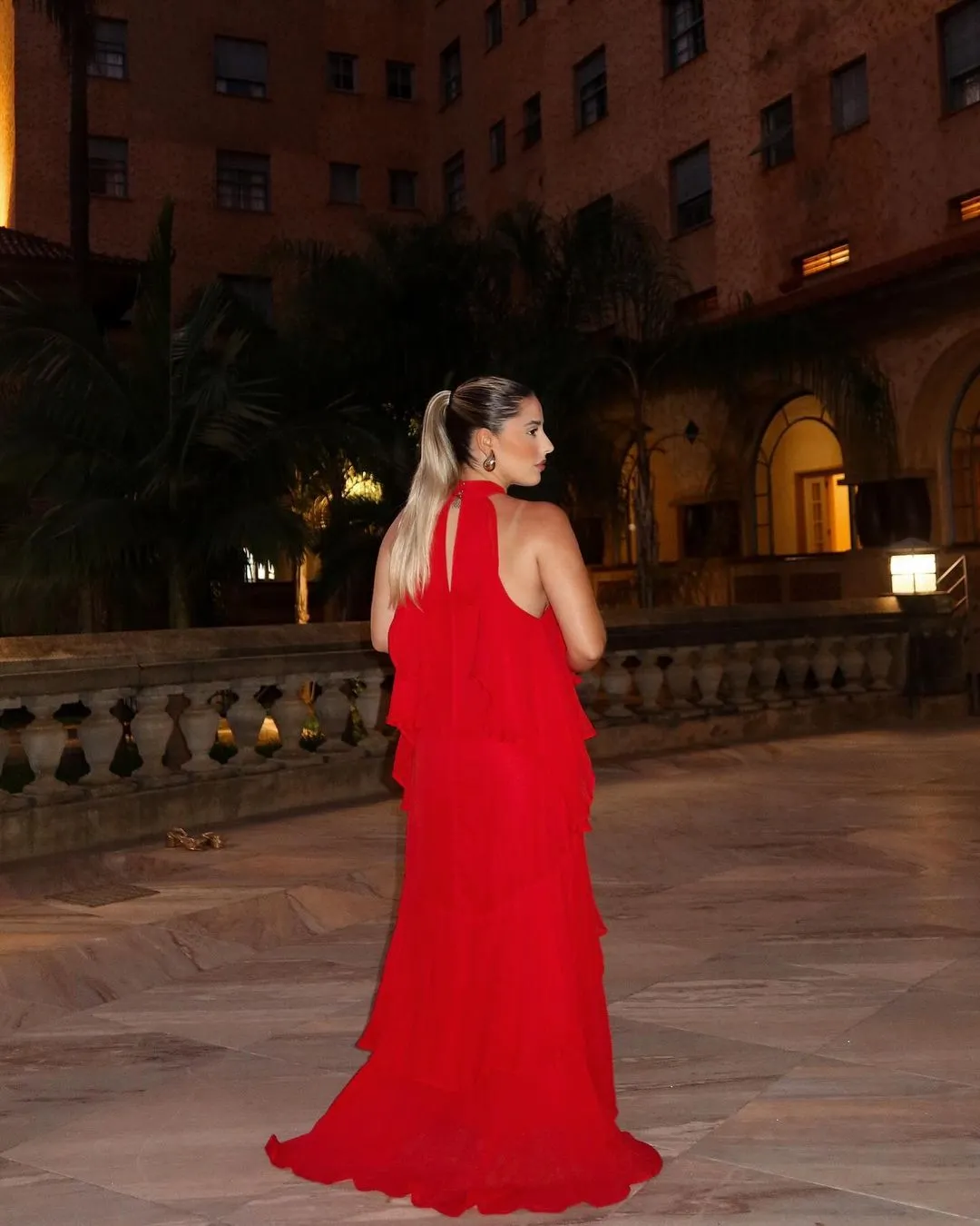 VESTIDO LCECCI VERMELHO JAMILE BABADOS